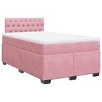 vidaXL Sommier à lattes de lit avec matelas Rose 120x200 cm Velours