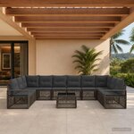 vidaXL Ensemble de canapé de jardin 11 pc Gris polyrotin