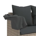 vidaXL Chaise longue avec auvent et coussins gris clair résine tressée