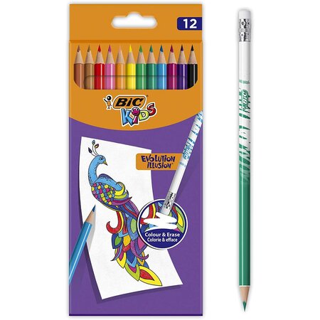 Pochette de 12 crayons de couleur effaçables BIC