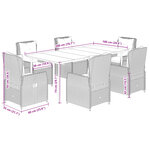 vidaXL Ensemble à manger de jardin et coussins 7 Pièces beige poly rotin
