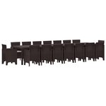 vidaXL Ensemble de salle à manger de jardin 17 Pièces Marron Large