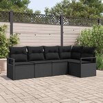 vidaXL Ensemble de canapé de jardin 5 Pièces Noir Poly rotin