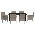 vidaXL Ensemble de salle à manger pour jardin 7 Pièces Gris Poly rotin