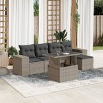 vidaXL Salon de jardin 6 Pièces avec coussins gris clair résine tressée