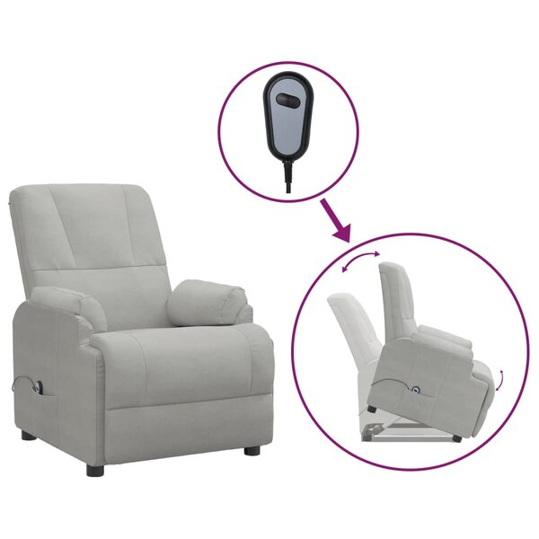 vidaXL Fauteuil inclinable Gris clair Similicuir daim
