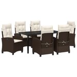 vidaXL Ensemble de salle à manger de jardin 7 pièces avec coussins – Rattan poly marron.