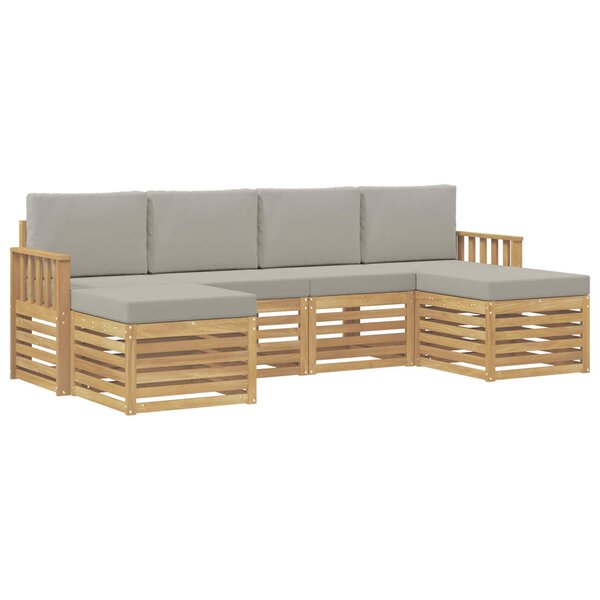 vidaXL Ensemble de canapés d'extérieur 5 pc Blanc et gris clair