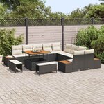 vidaXL Ensemble de canapé de jardin 13 Pièces Noir Poly rotin