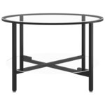 vidaXL Table à thé Noir et transparent 70 cm Verre trempé