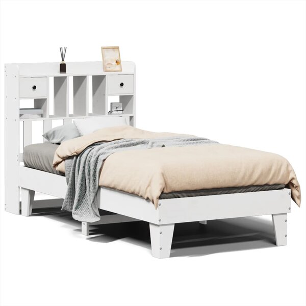 vidaXL Cadre de lit sans matelas blanc 75x190 cm bois de pin massif
