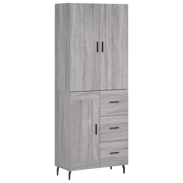 vidaXL Buffet haut Sonoma gris 69 5x34x180 cm Bois d'ingénierie