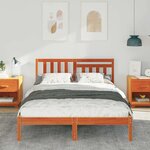 vidaXL Cadre de lit avec tête de lit Brun cire 120 x 190 cm Pin massif