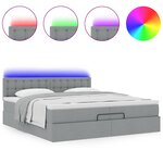 VidaXL Cadre de lit ottoman et matelas gris clair 200x200cm tissu