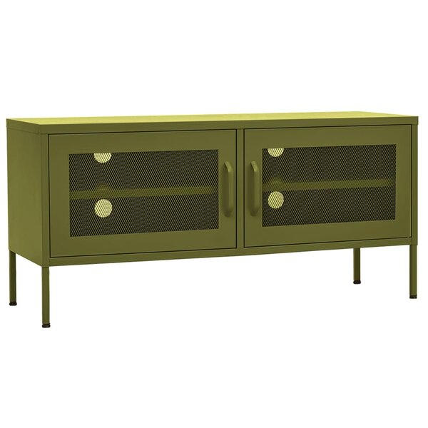 vidaXL Meuble TV Vert olive 105x35x50 cm Acier