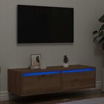 vidaXL Meuble TV avec lumières LED chêne artisanal 100X35 5x25 cm