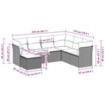 vidaXL Salon de jardin avec coussins 7 Pièces gris clair résine tressée