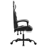 vidaXL Chaise de jeu pivotante et repose-pied Noir et blanc Similicuir