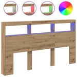 vidaXL Armoire tête de lit avec LED chêne artisanal 180x17x102 cm