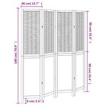 vidaXL Cloison de séparation 4 panneaux blanc bois de paulownia massif