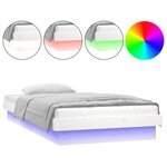 vidaXL Cadre de lit à LED sans matelas blanc 100x200 cm bois massif