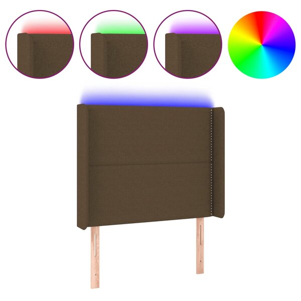 vidaXL Tête de lit à LED Marron foncé 103x16x118/128 cm Tissu