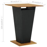 Vidaxl table de bar noir 80x80x110 cm résine tressée et bois d'acacia