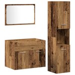 vidaXL Ensemble de meubles de salle de bain 3 pièces Vieux Bois Bois massif