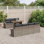 vidaXL Ensemble de canapé de jardin 8 Pièces Gris Poly rotin