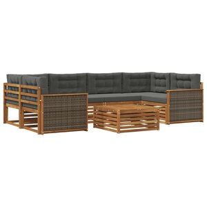 vidaXL Ensemble de canapés d'extérieur 7 Pièces Naturel et Anthracite