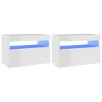 vidaXL Tables de chevet lumières LED 2 Pièces blanc brillant 60x35x40 cm