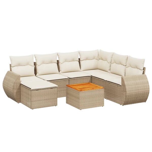 vidaXL Salon de jardin avec coussins 8 Pièces beige résine tressée