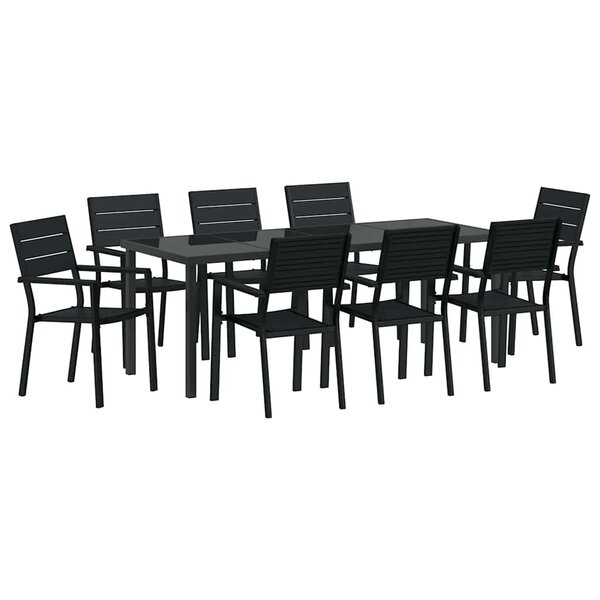 vidaXL Ensemble de salle à manger pour jardin 9 Pièces Noir