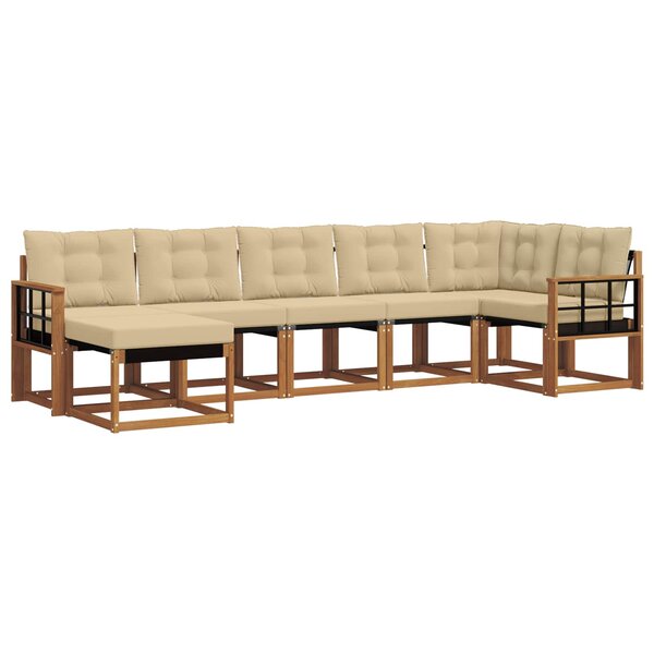 vidaXL Ensemble de canapés d'extérieur 7 Pièces Naturel et Beige