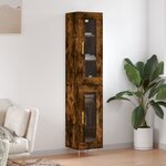 vidaXL Buffet haut Chêne fumé 34 5x34x180 cm Bois d'ingénierie