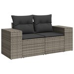Ensemble de canapé de jardin de 10 pièces avec coussins gris en poly rotin acacia