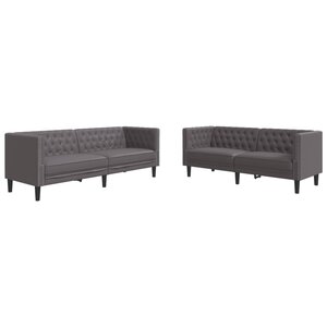 vidaXL Ensemble de canapé Chesterfield 2 Pièces gris similicuir