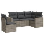 vidaXL Salon de jardin 5 Pièces avec coussins gris résine tressée
