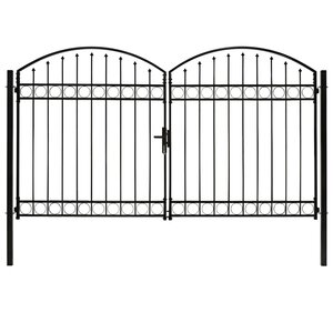 vidaXL Portillon double porte avec dessus arqué Acier 300x200 cm Noir