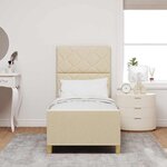 vidaXL Cadre de lit avec tête de lit Crème 80 x 200 cm tissu