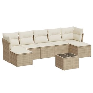 vidaXL Salon de jardin avec coussins 8 Pièces beige résine tressée