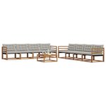 vidaXL Ensemble de canapés d'extérieur 9 Pièces Gris Naturel et Clair