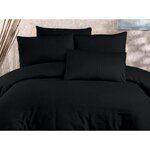 Parure de lit - housse de couette 220 x 240 + 2 taies d'oreiller 60 x 60  80  coton- Noir