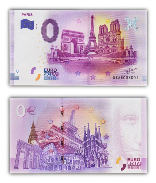 Billet de collection 0 euro souvenir 2017 paris - france - neuf - ueae