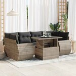 vidaXL Salon de jardin avec coussins 7 Pièces gris résine tressée