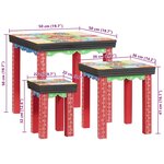 vidaXL Table carrée 3 Pièces Multicolore