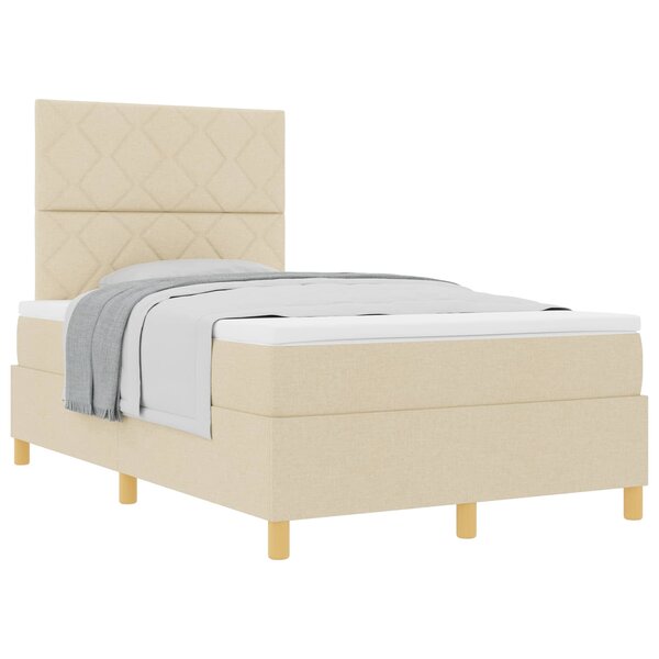 vidaXL Lit à ressorts avec tête de lit Crème 120 x 190 cm tissu