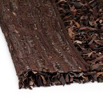 Vidaxl tapis shaggy cuir véritable 120 x 170 cm marron