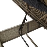 vidaXL Chaise longue avec table et coussin gris résine tressée