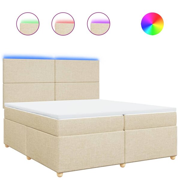 vidaXL Sommier à lattes de lit avec matelas Crème 200x200 cm Tissu